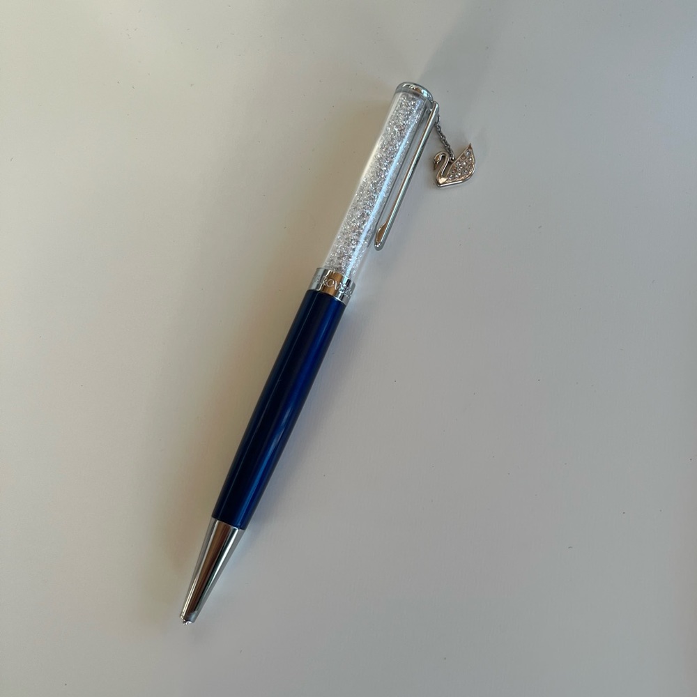 Swarovski Swan Charm Navy Crystalline Ballpoint Pen Brand New